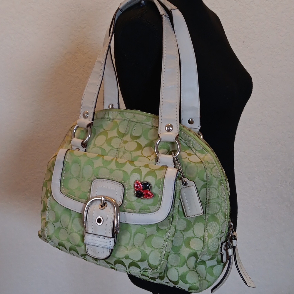*Upcycled Coach Y2k Green Bag With Coach Ladybug 🐞 - Picture 3 of 17